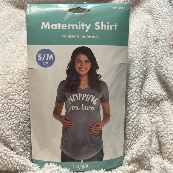 Gray Maternity T-Shirt Size Small Napping for two - Picture 2 of 7